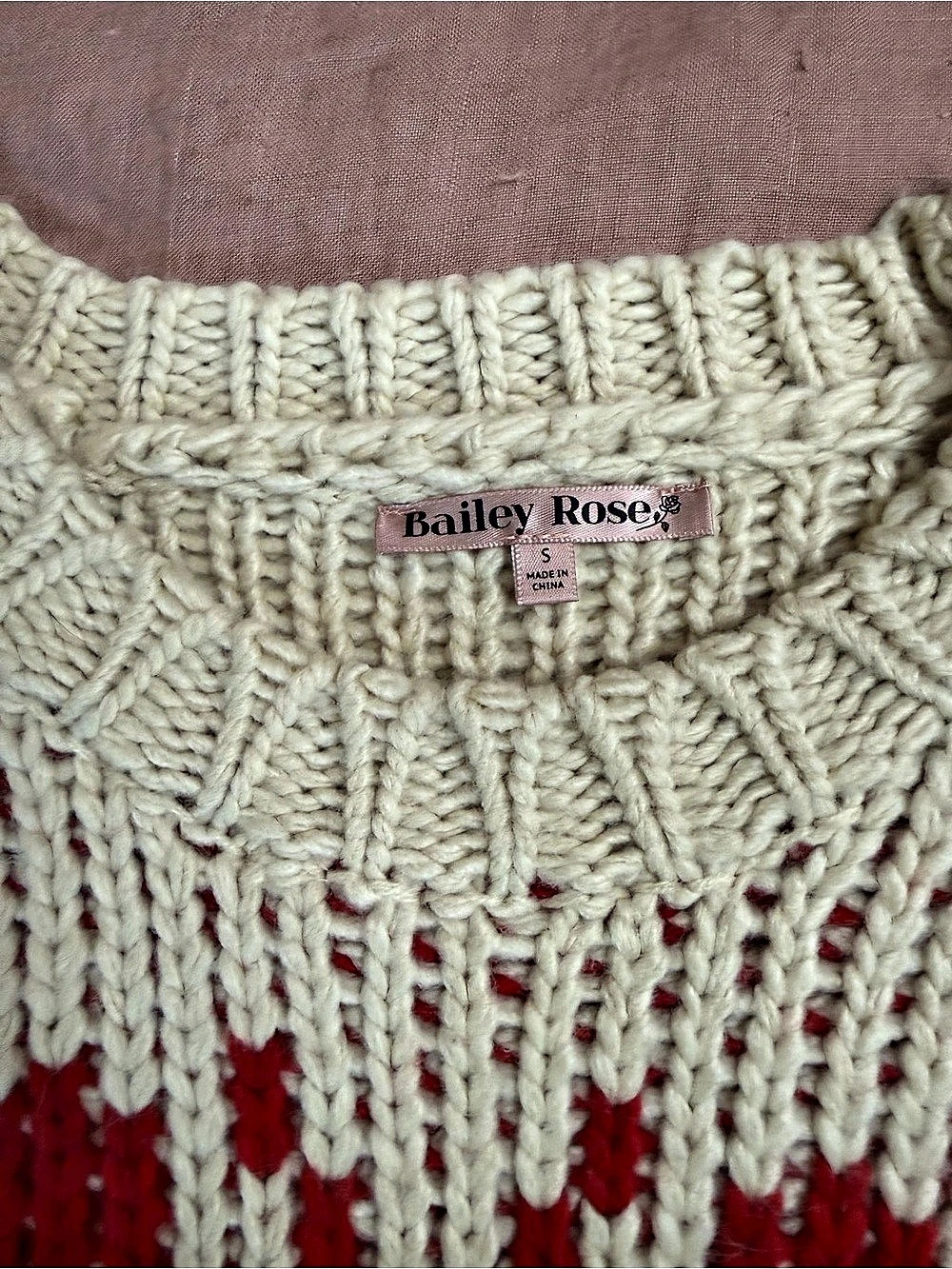 Bailey Rose Lobster Sweater Cream & Red Size Small - Picture 3 of 4